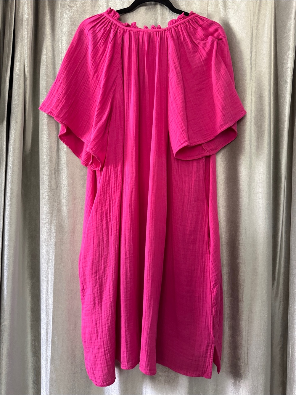 Old Navy Hot Pink V-Neck Gauze Dress - Picture 8 of 8